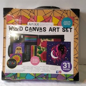 Art 101 Gallery Wood Canvas Art Set & carrying case